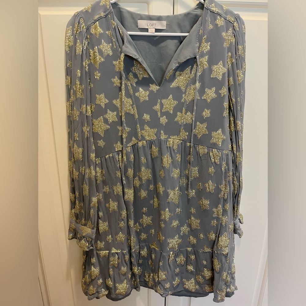 Loft Size Medium Gold Star Dress